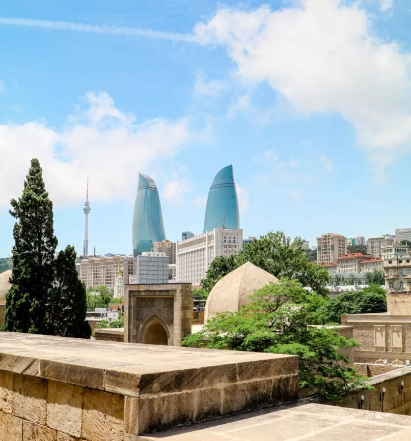 Baku flame towers altstadt