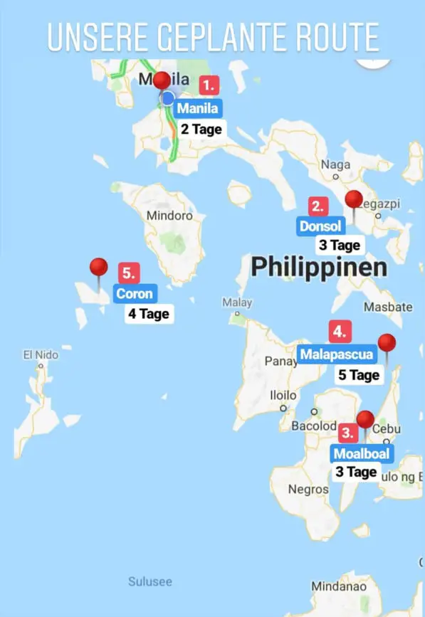 Philippinen rundreise route