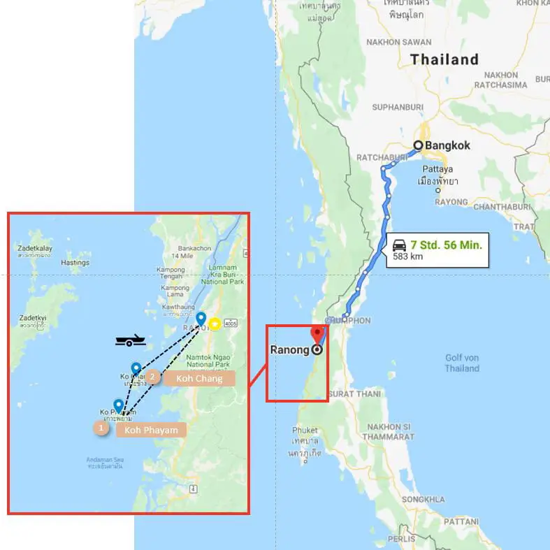 Thailand 1 woche Route Karte