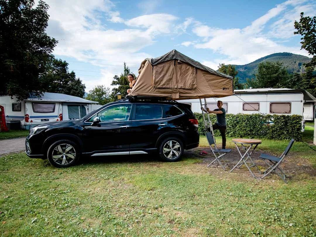 camping mit dachzelt am zeller see