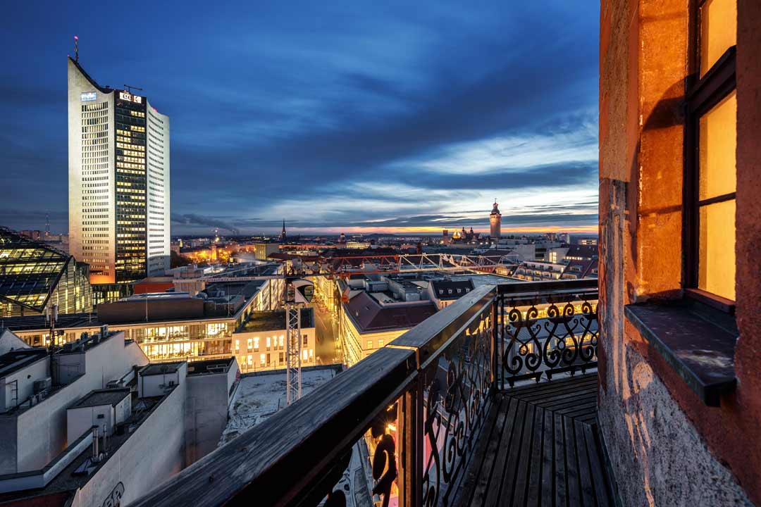 Nikolaikirchturm Skyline Sehenswürdigkeiten Kultur Aussichtspunkte Philipp Kirschner leipzig.travel