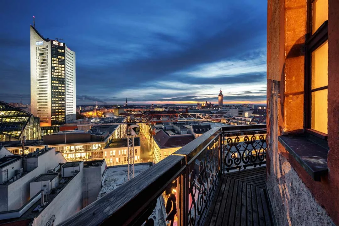 Nikolaikirchturm Skyline Sehenswürdigkeiten Kultur Aussichtspunkte Philipp Kirschner leipzig.travel