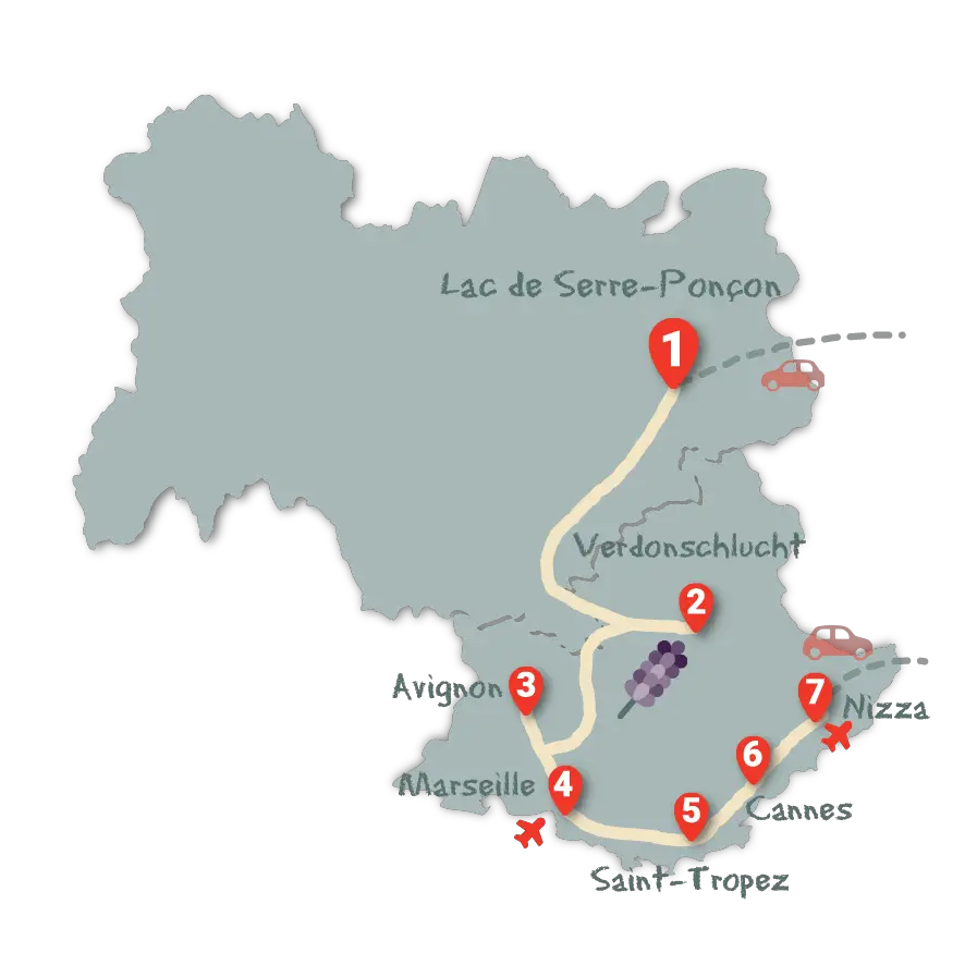 Südfrankreich Provence Rundreise 2 Wochen Route