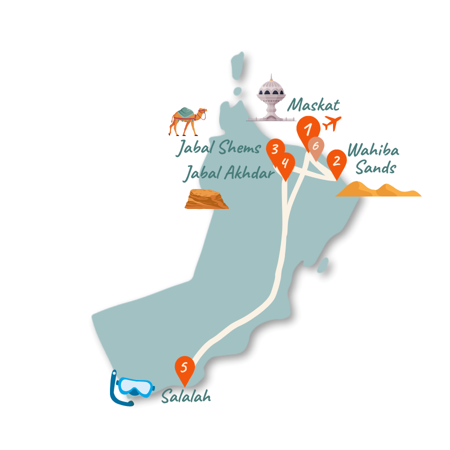 Oman Route 10 14 Tage Karte 01