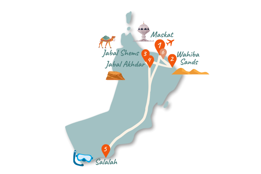 Oman Route 10 14 Tage Karte 02 Oman Route 10 14 Tage Karte 02