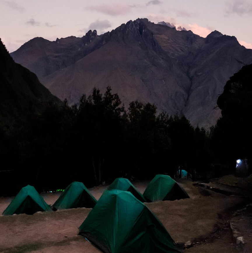 inka trail machu picchu campsite tag 1