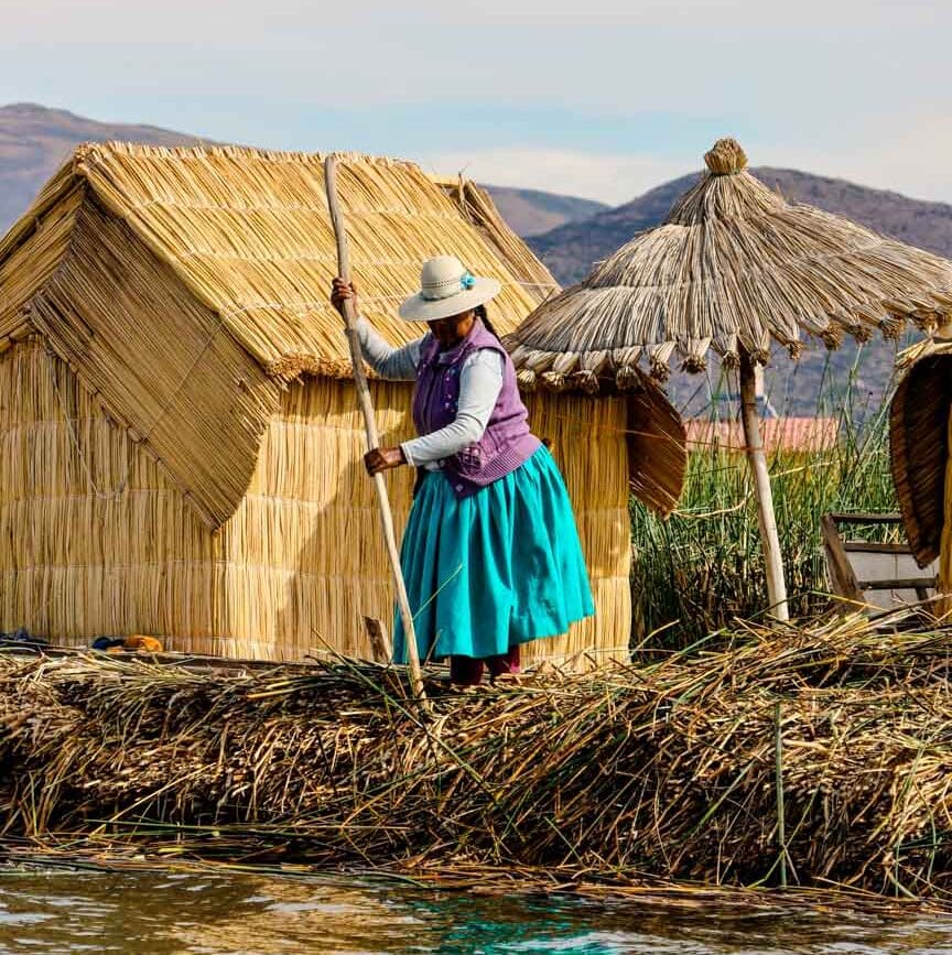 peru titicacasee schwimmende uros inseln