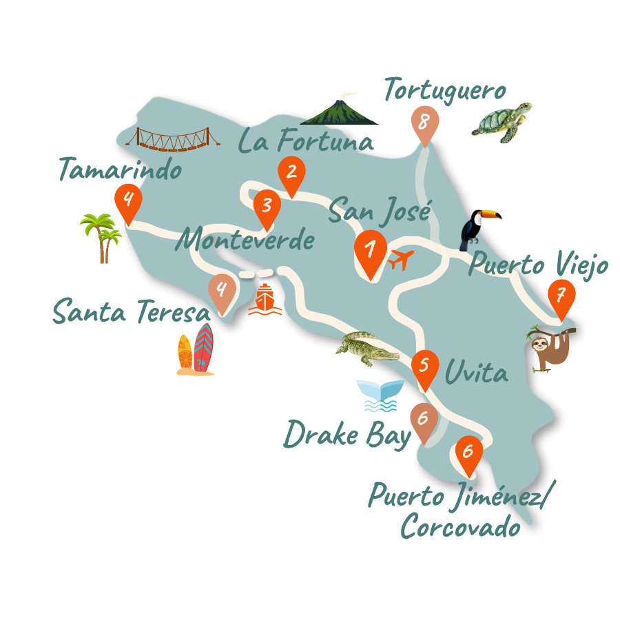 Costa Rica_Route_3 Wochen_Karte_Sidebar