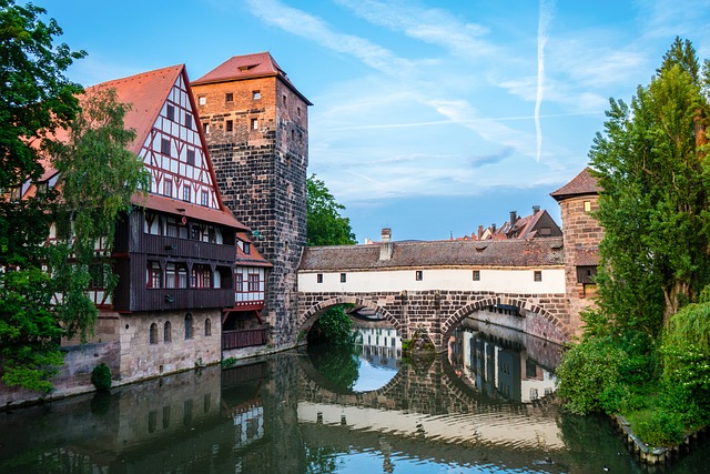 Bayern Fluss Pegnitz in Nürnberg