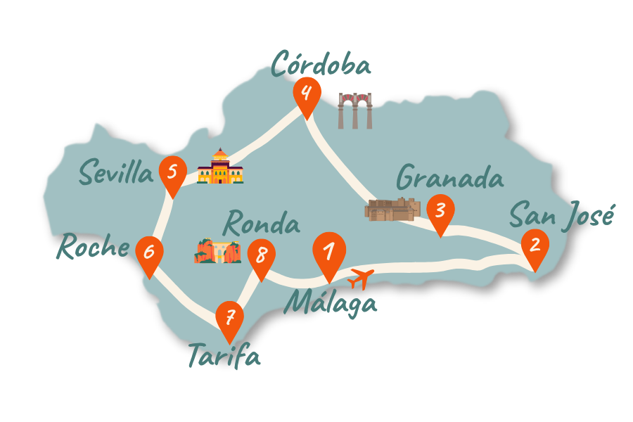 Andalusien 2 Wochen Karte Route Sidebar Andalusien_2 Wochen_Karte_Route_Sidebar