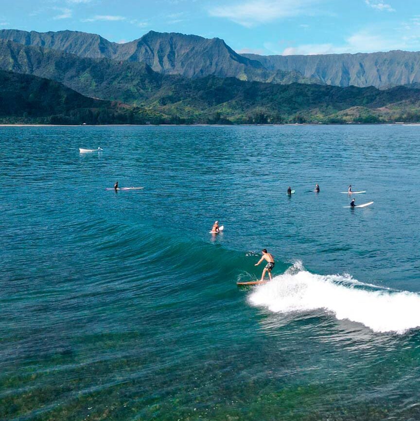 Hanalai Kauai Hawaii Surfer