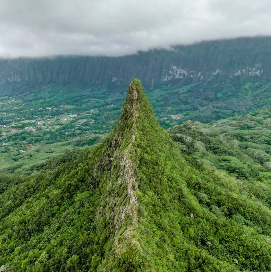 oahu hawaii drohnenaufnahme olomana ridge trail