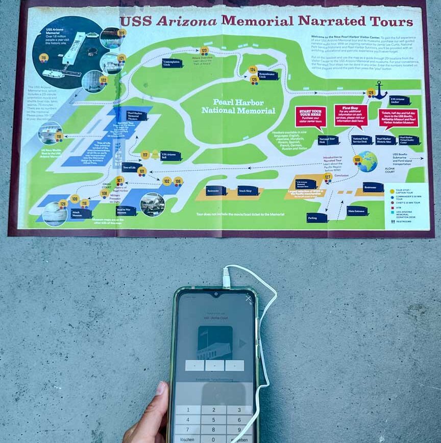 Oahu Hawaii Pearl Harbor Audioguide und Karte