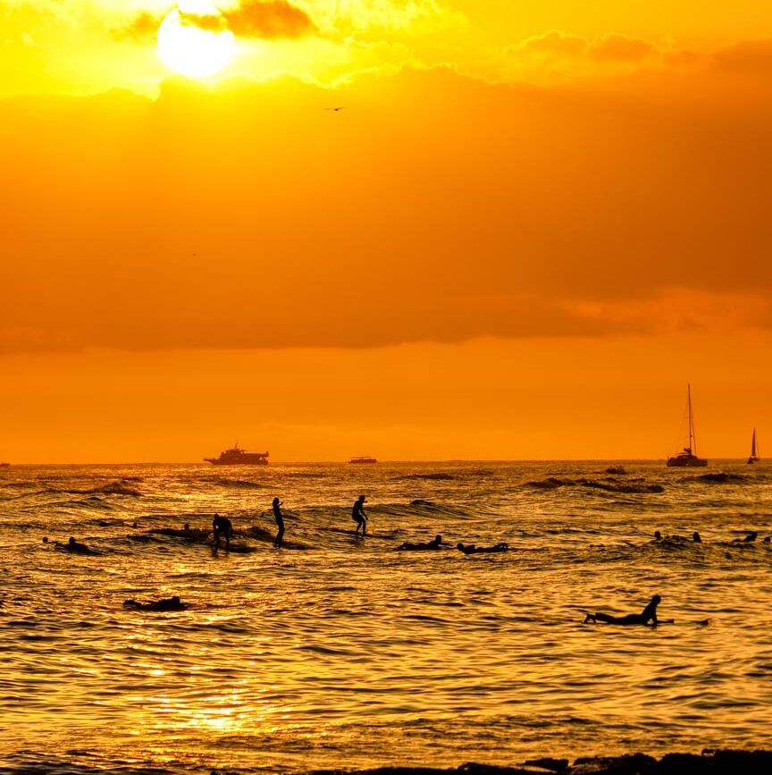 Oahu Hawaii Sonnenuntergang Waikiki Beach
