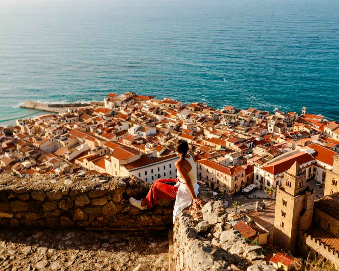 Sizilien Ausblick Rocca di Cefalù
