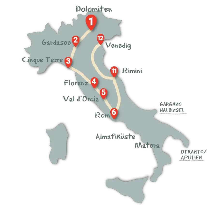 Norditalien Rundreise Route 2 Wochen
