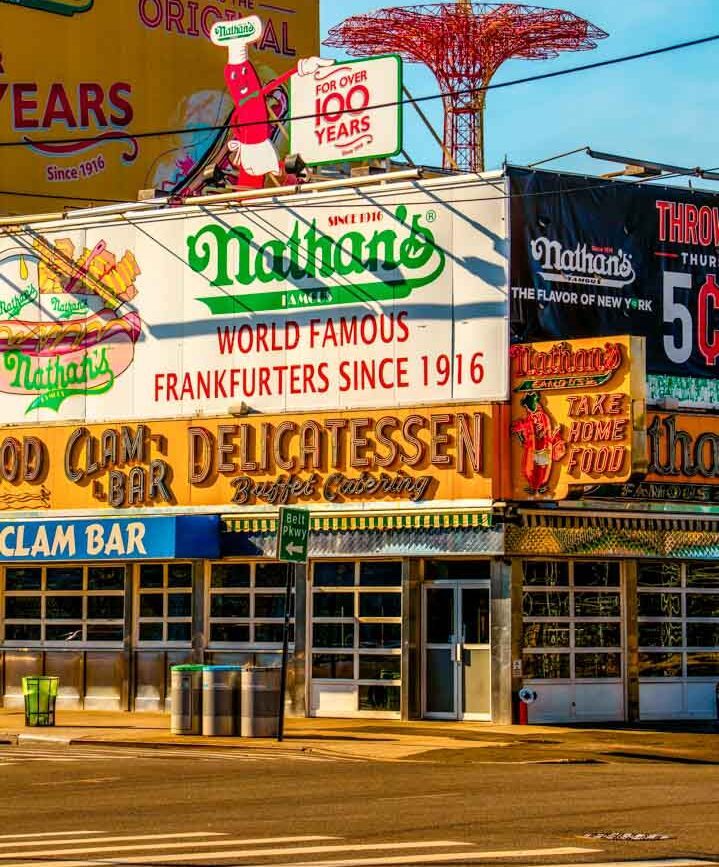 usa nyc nathans famous hot dog stand USA NYC Nathan's Famous Hot Dog Stand