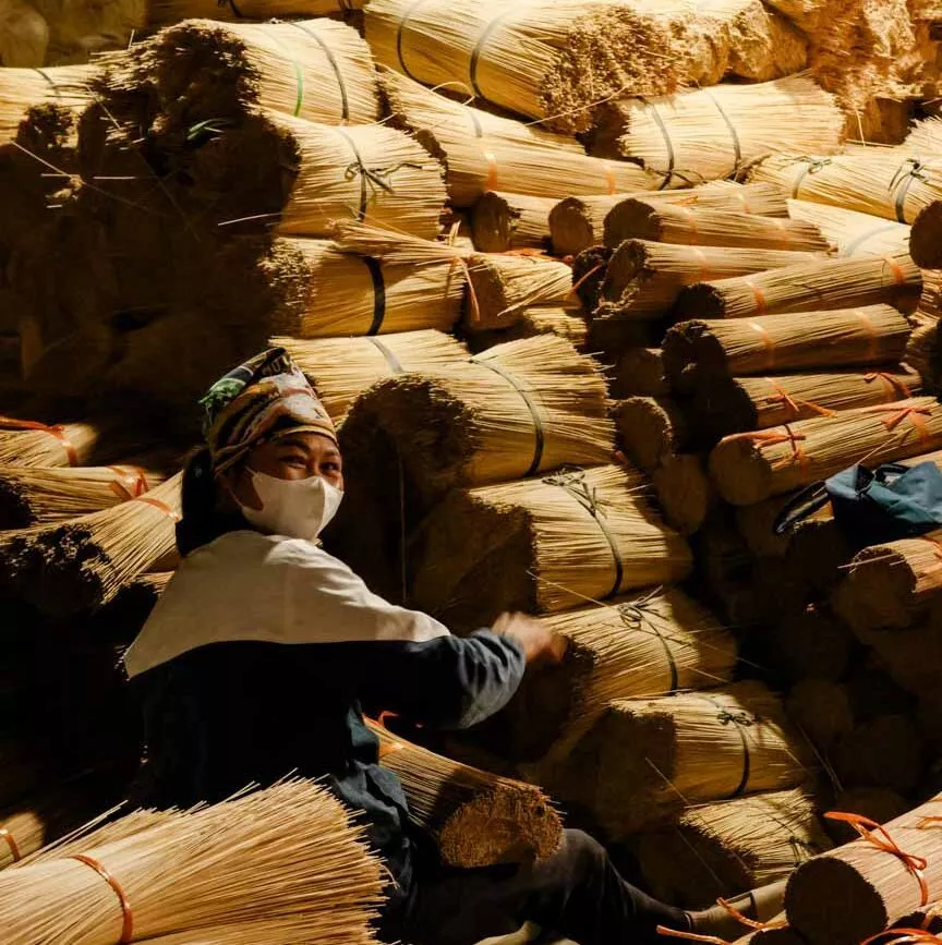 Frau in Weihrauchfabrik, Hanoi Vietnam