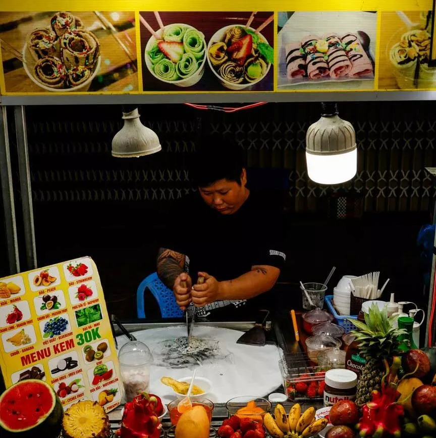 Ice Cream Rolls auf dem Nightmarket in Phu Quoc