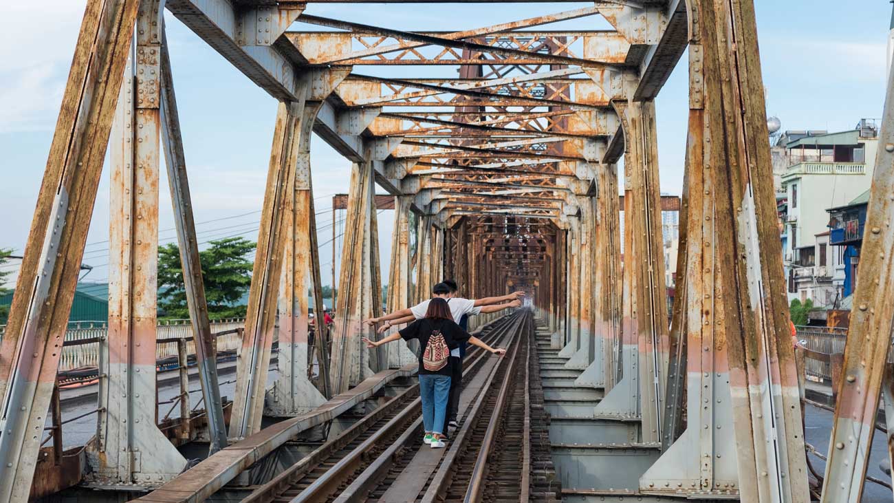 Long Bien Bridge Eisenbahnbrücke in Hanoi