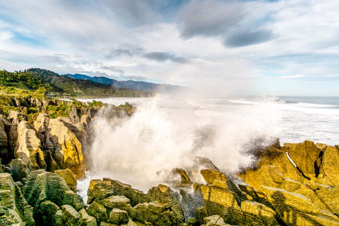 neuseeland suedinsel pancake rocks blowhole neuseeland suedinsel pancake rocks blowhole