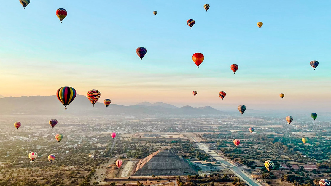 mexiko teotihuacan heissluftballons Mexiko Teotihuacan Heißluftballons