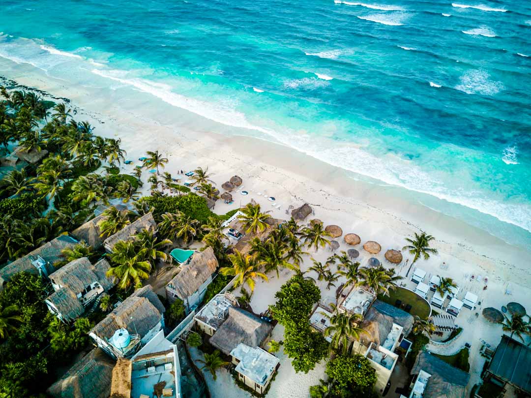 mexiko yucatan tulum strand von oben mexiko yucatan tulum strand von oben
