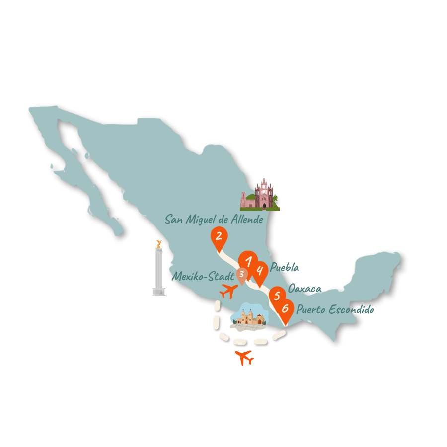 Mexiko Route 2 Wochen Karte 01