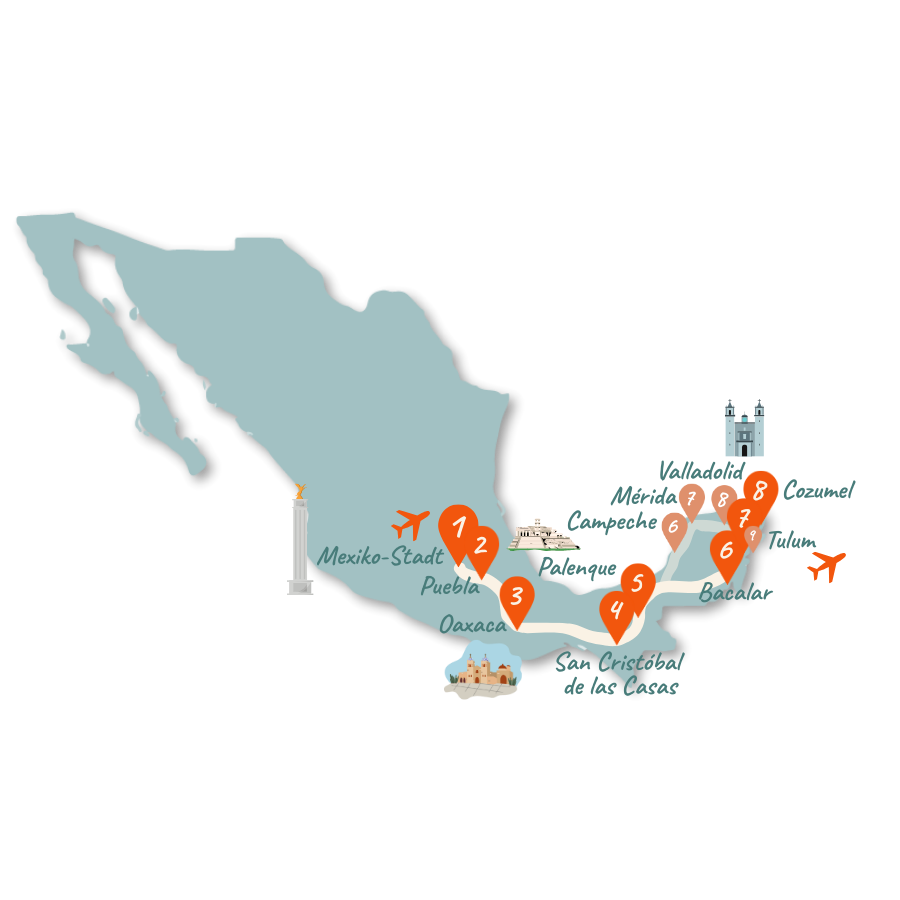 Mexiko Route 3 Wochen Karte 01