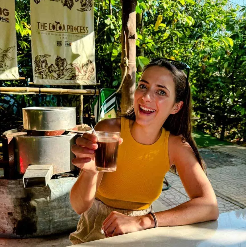 heiße Schokolade bei Cacao Farm in Can Tho