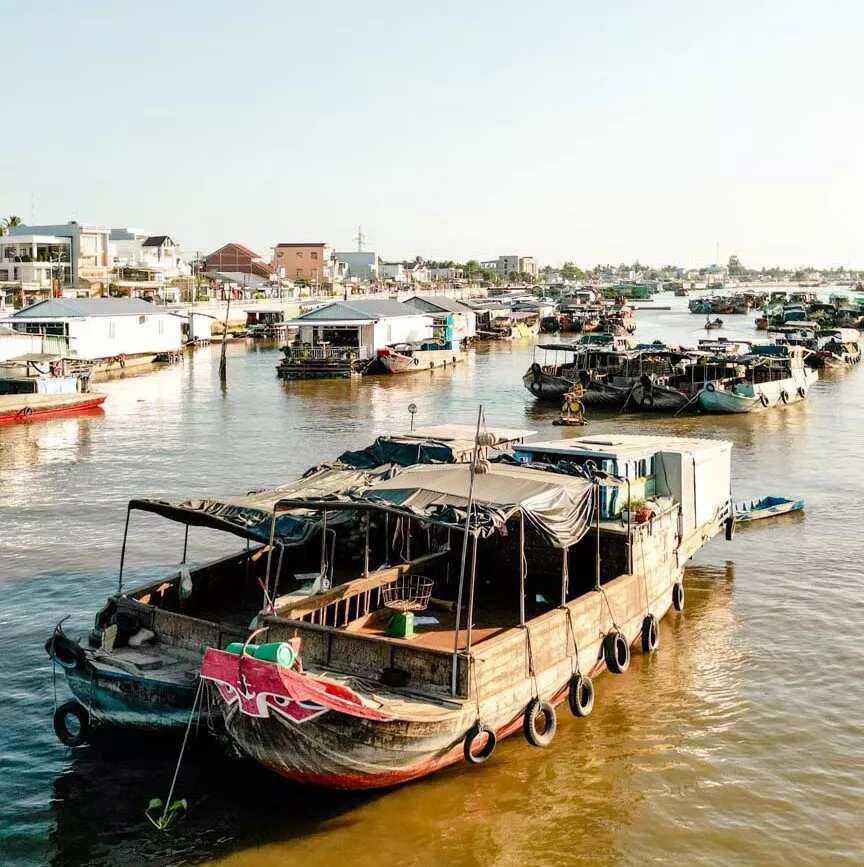 Schwimmende Marktboote in Can Tho
