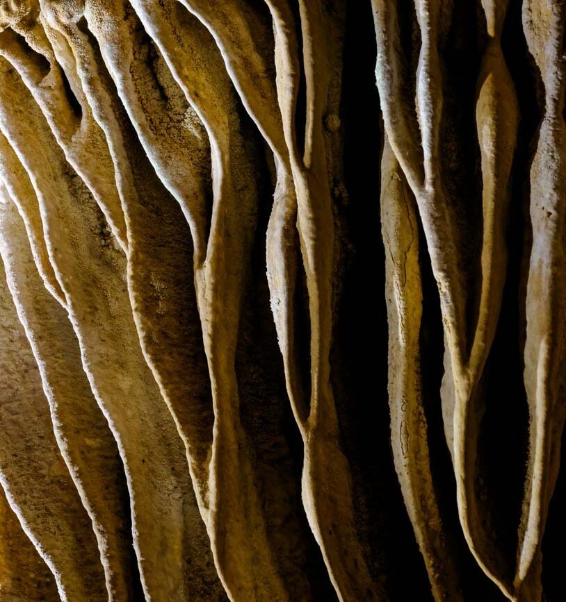 strukturierte stalaktiten in der tien son cave vietnam