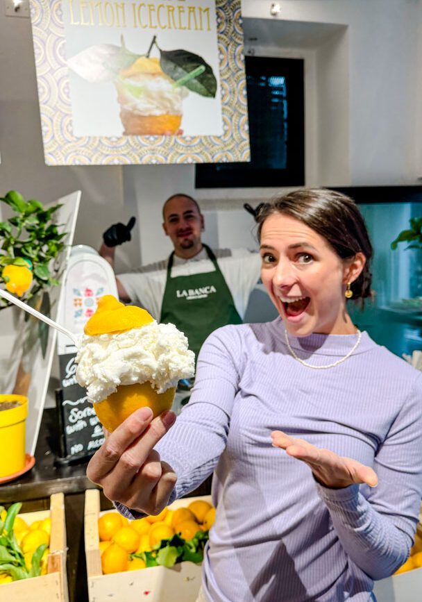 zitroneneis in limone bei la banca