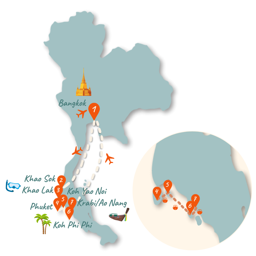 Thailand Route Inselhopping 3 Wochen Karte 01