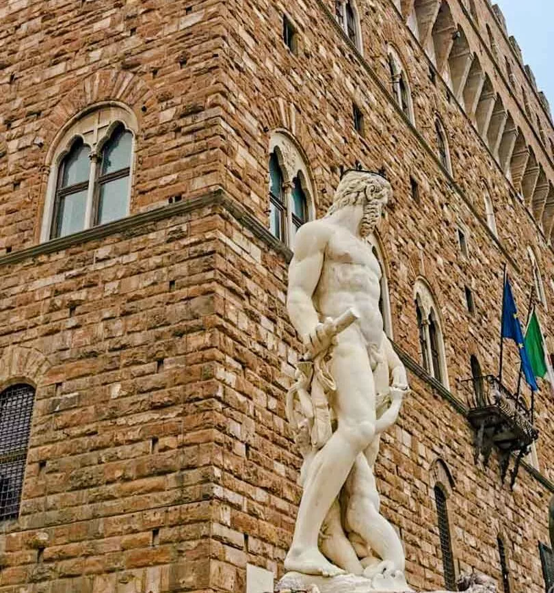 florenz neptunbrunnen mit palazzo vecchio