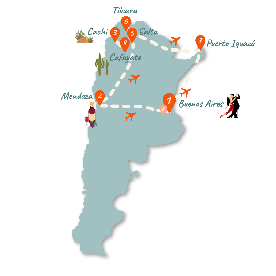 Argentinien Route 2 Wochen Norden Karte 01