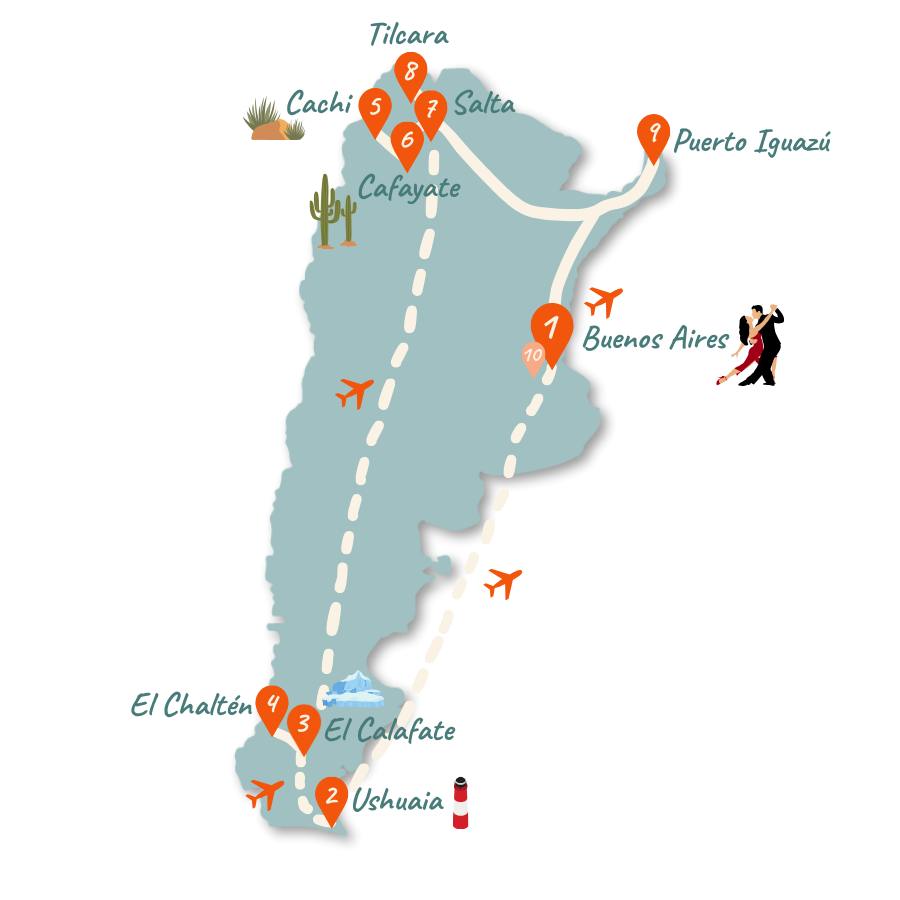 Argentinien Route 3 Wochen Karte 01