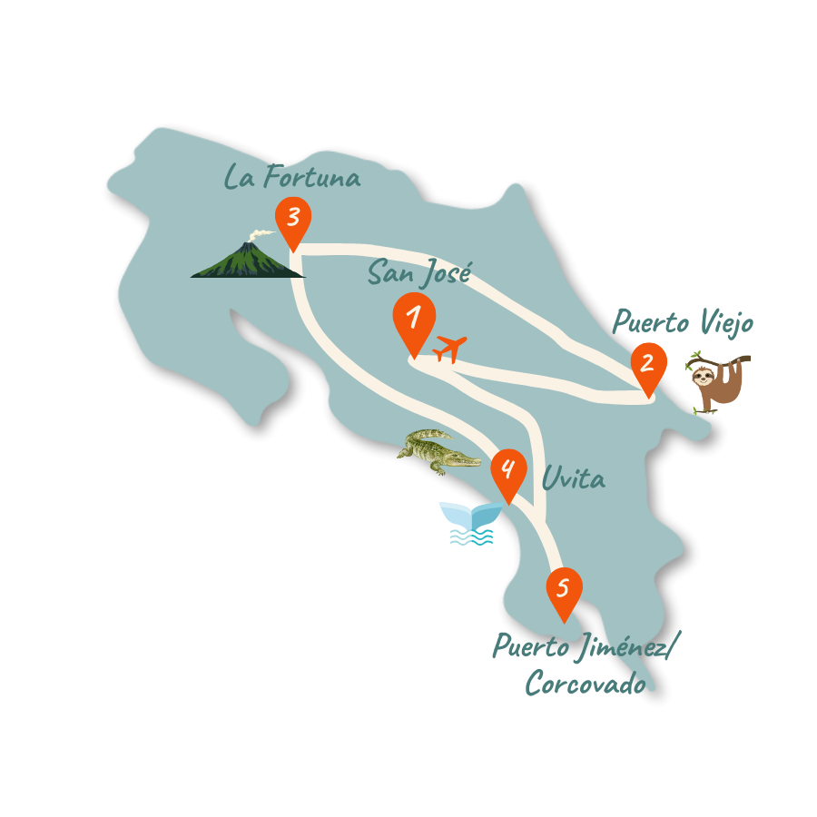 Costa Rica Karibik Route 2 Wochen Karte 01 1