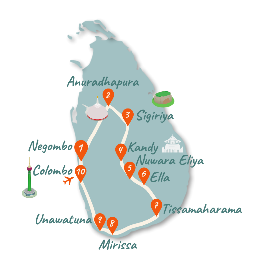 Sri Lanka_Route_3-Wochen_Karte_Sidebar