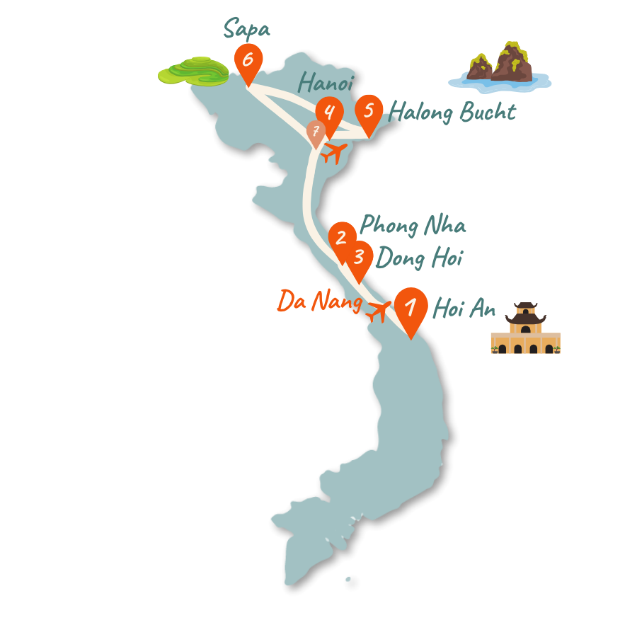 Vietnam Norden Route 2 Wochen Karte 01