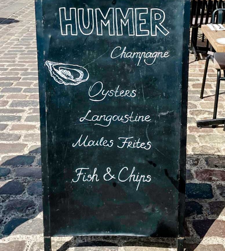 Speisekarte mit Meeresfrüchten in Kopenhagen, Dänemark