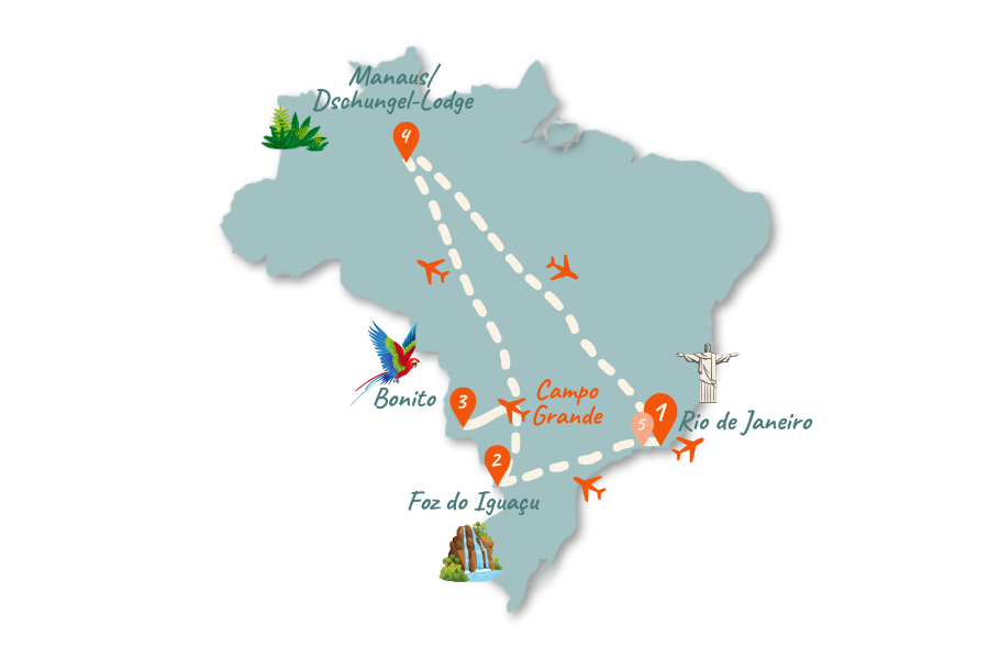 Brasilien Route 2 Wochen Karte 02 Brasilien Route 2 Wochen Karte 02