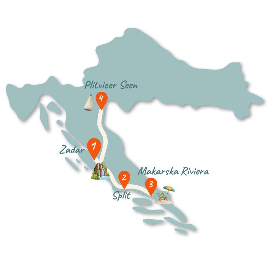 Kroatien Route 10 Tage Karte neu 01