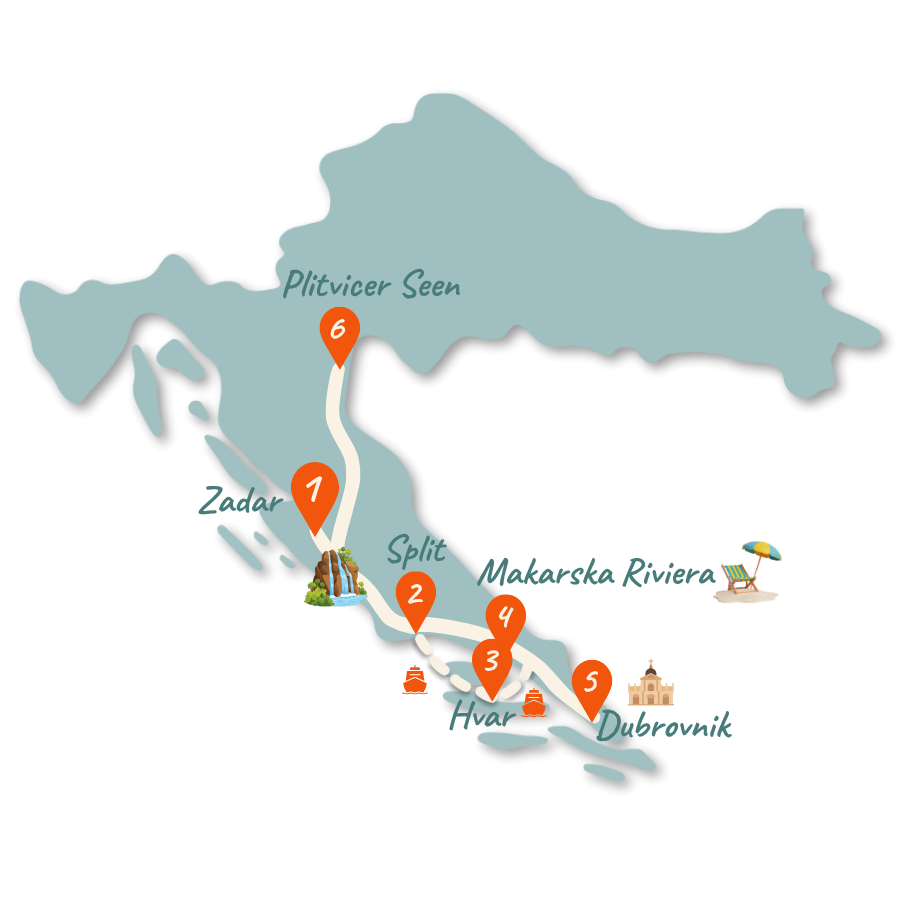 Kroatien Route 2 Wochen Karte neu 01