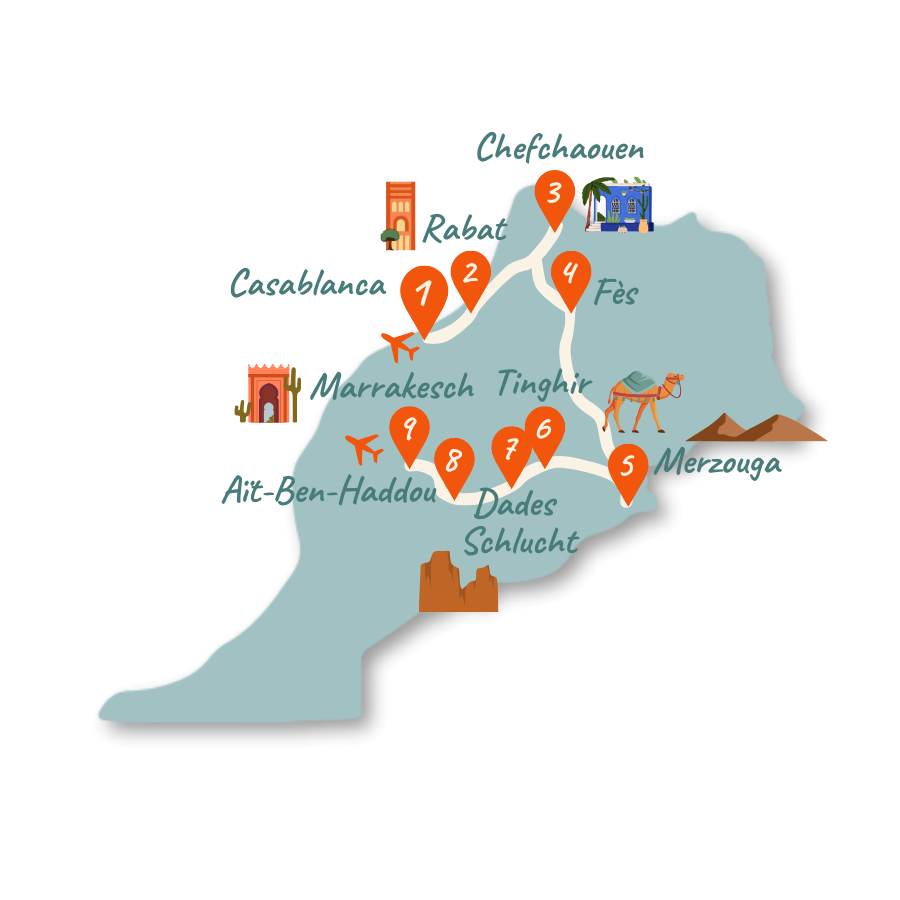 Marokko Route 2 Wochen Karte 01