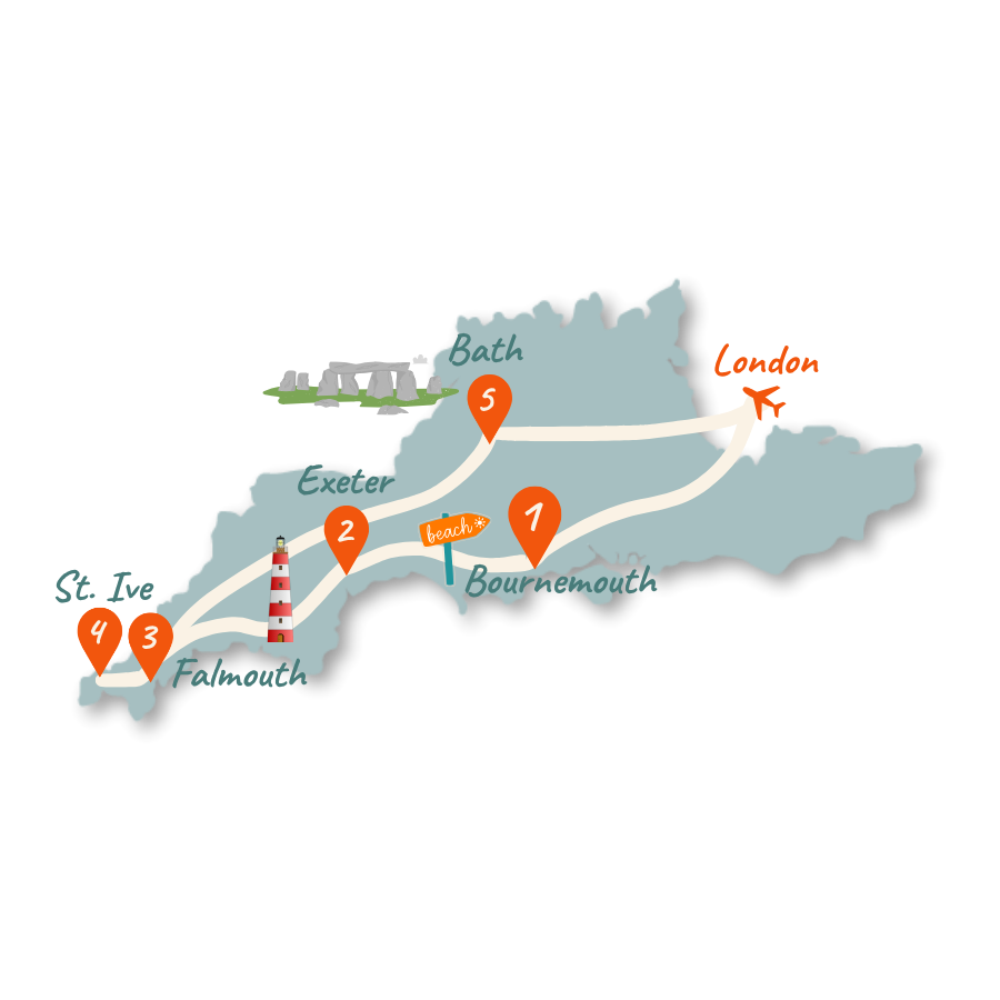 Suedengland Route 10 Tage Karte 01