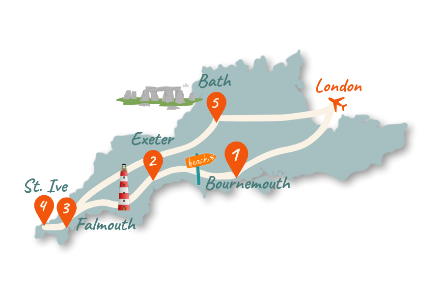 Suedengland Route 10 Tage Karte 02 Südengland_Route_10-Tage_Karte_02