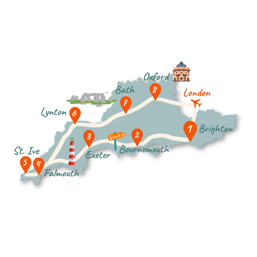 Suedengland Route 14 Tage Karte 01