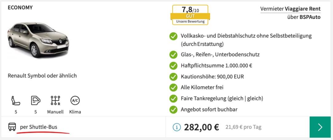 tuerkei mietwagen abholort