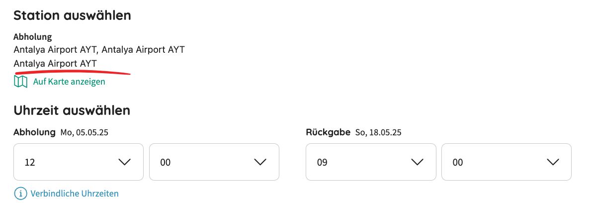 tuerkei mietwagen abholort flughafen